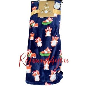 Artisan 34 - ‘Christmas Corgi’ plush throw. 50” x 70” NWT. Firm! Last one!